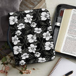 Black And White Cattleya Pattern Print Leather Bible Cover