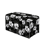 Black And White Cattleya Pattern Print Leather Tissue Box Cover