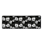 Black And White Cattleya Pattern Print Long Kitchen Mat