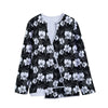 Black And White Cattleya Pattern Print Long Sleeve Short Coat