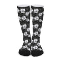 Black And White Cattleya Pattern Print Long Socks