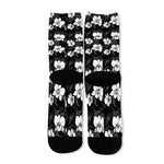 Black And White Cattleya Pattern Print Long Socks