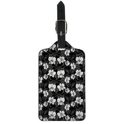 Black And White Cattleya Pattern Print Luggage Tag