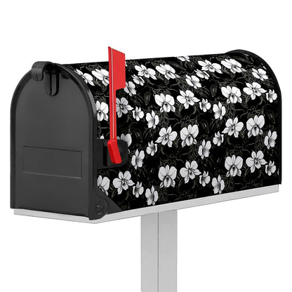 Black And White Cattleya Pattern Print Mailbox Cover