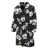 Black And White Cattleya Pattern Print Men's Bathrobe