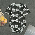 Black And White Cattleya Pattern Print Men's Bodysuit