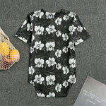 Black And White Cattleya Pattern Print Men's Bodysuit