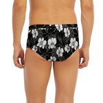 Black And White Cattleya Pattern Print Men's Briefs