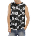 Black And White Cattleya Pattern Print Men's Fitness Tank Top