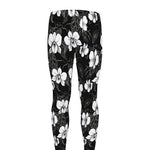 Black And White Cattleya Pattern Print Men's leggings
