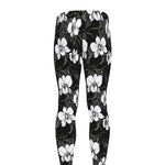 Black And White Cattleya Pattern Print Men's leggings