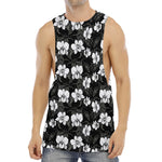 Black And White Cattleya Pattern Print Men's Muscle Tank Top