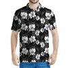 Black And White Cattleya Pattern Print Men's Polo Shirt