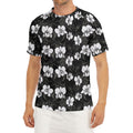 Black And White Cattleya Pattern Print Men's Short Sleeve Rash Guard