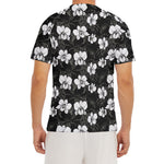 Black And White Cattleya Pattern Print Men's Short Sleeve Rash Guard