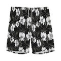 Black And White Cattleya Pattern Print Men's Athletic Shorts