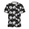Black And White Cattleya Pattern Print Men's Athletic T-Shirt