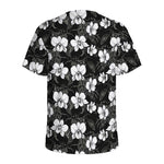 Black And White Cattleya Pattern Print Men's Sports T-Shirt