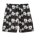 Black And White Cattleya Pattern Print Men's Swim Trunks
