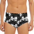 Black And White Cattleya Pattern Print Men's Triangle Swim Briefs