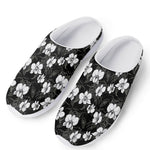 Black And White Cattleya Pattern Print Mesh Casual Shoes