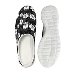 Black And White Cattleya Pattern Print Mesh Casual Shoes