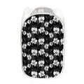 Black And White Cattleya Pattern Print Mesh Laundry Hamper