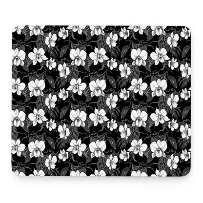 Black And White Cattleya Pattern Print Mouse Pad