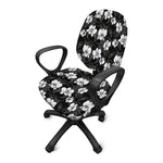 Black And White Cattleya Pattern Print Office Chair Cover