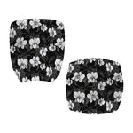 Black And White Cattleya Pattern Print Office Chair Cover