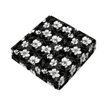 Black And White Cattleya Pattern Print Outdoor Seat Cushion Cover