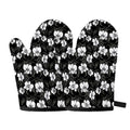 Black And White Cattleya Pattern Print Oven Mitts