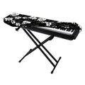 Black And White Cattleya Pattern Print Piano Keyboard Cover