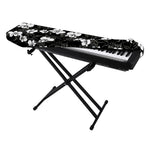 Black And White Cattleya Pattern Print Piano Keyboard Cover