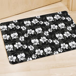 Black And White Cattleya Pattern Print Polyester Doormat