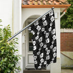 Black And White Cattleya Pattern Print Polyester Flag
