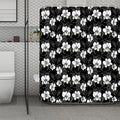 Black And White Cattleya Pattern Print Polyester Shower Curtain