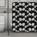 Black And White Cattleya Pattern Print Polyester Shower Curtain