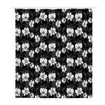 Black And White Cattleya Pattern Print Polyester Shower Curtain