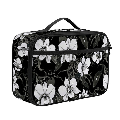 Black And White Cattleya Pattern Print Portable Lunch Bag
