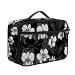 Black And White Cattleya Pattern Print Portable Lunch Bag