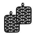 Black And White Cattleya Pattern Print Pot Holders