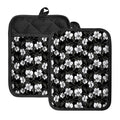 Black And White Cattleya Pattern Print Pot Holders With Pocket