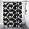 Black And White Cattleya Pattern Print Premium Shower Curtain