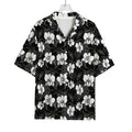 Black And White Cattleya Pattern Print Rayon Hawaiian Shirt