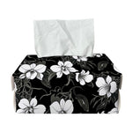 Black And White Cattleya Pattern Print Rectangle Tissue Box Cover