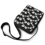 Black And White Cattleya Pattern Print Rectangular Crossbody Bag