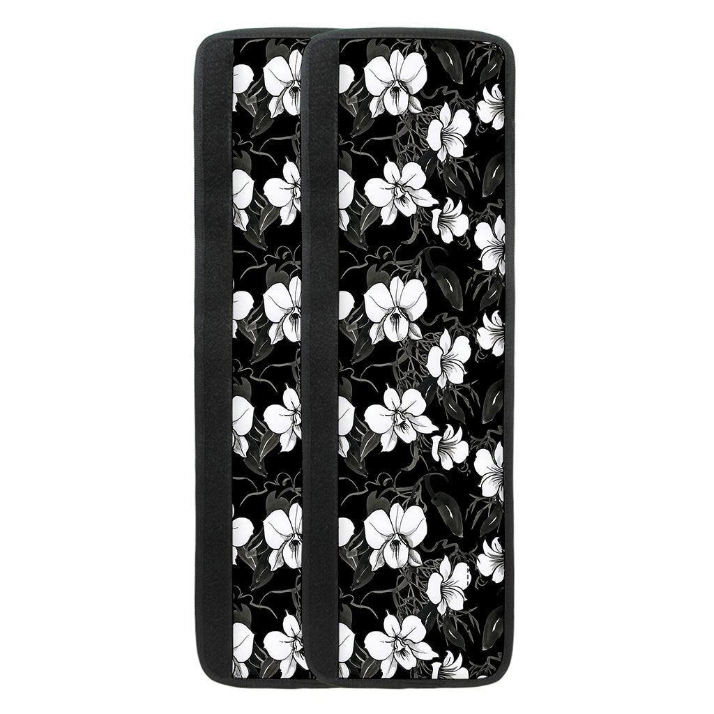 Black And White Cattleya Pattern Print Refrigerator Handle Covers