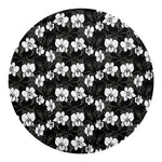 Black And White Cattleya Pattern Print Round Blanket