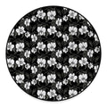 Black And White Cattleya Pattern Print Round Floor Mat